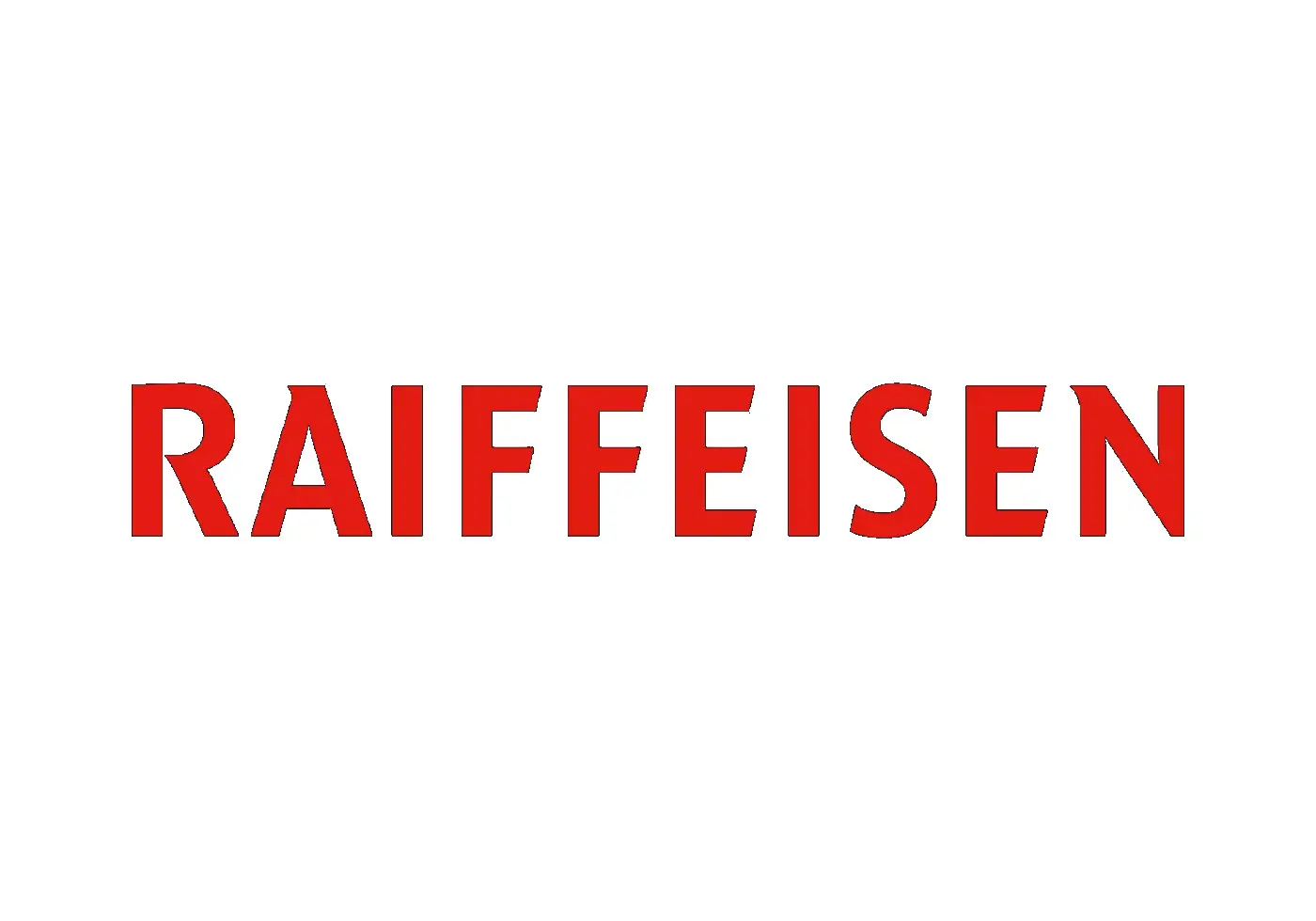 Logo con la scritta "RAIFFEISEN" in lettere rosse su sfondo bianco.