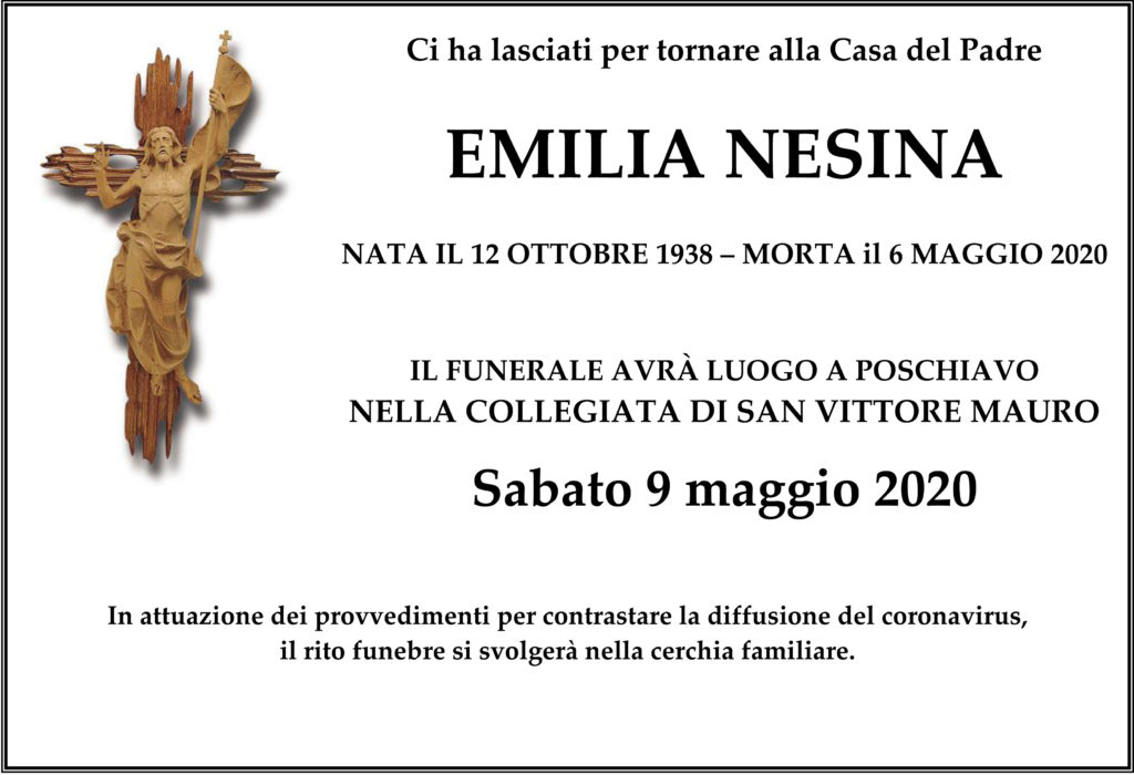 Manifesto funebre di Emilia Nesina