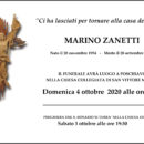 Annuncio funebre Marino Zanetti