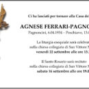 Annuncio funebre Agnese Ferrari-Pagnoncini