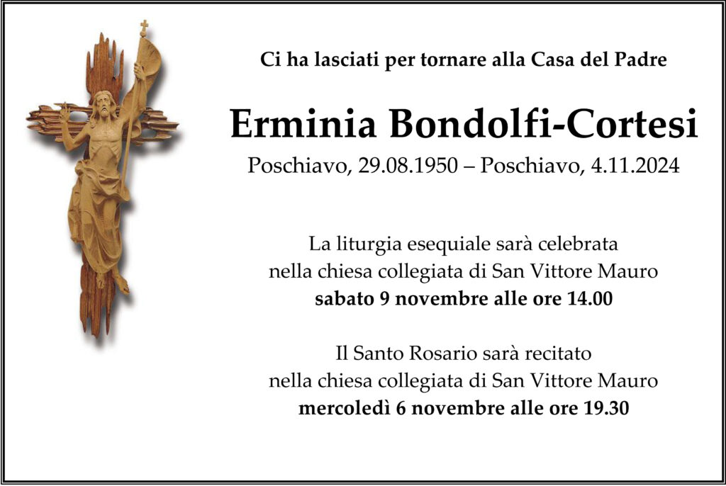 Annuncio funebre di Erminia Bondolfi-Cortesi