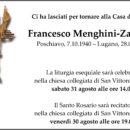 Annuncio funebre Francesco Menghini-Zanolari