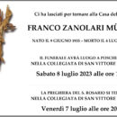 Annuncio funebre Franco Zanolari Müller