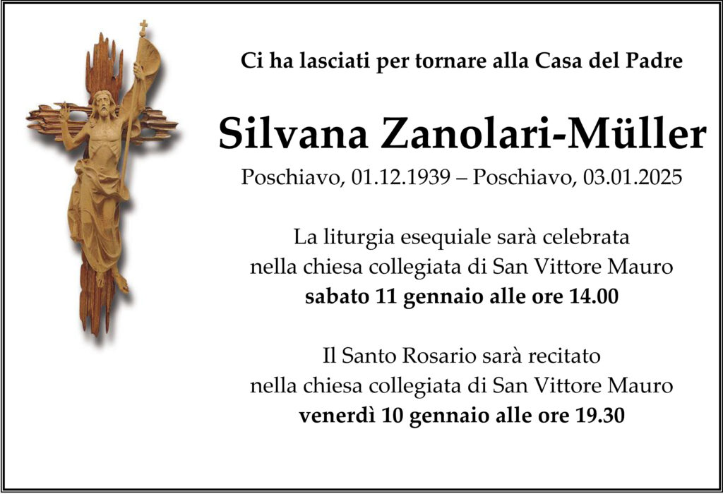 Annuncio funebre di Silvana Zanolari-Müller