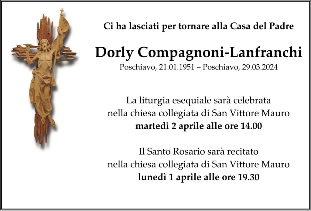 Annuncio funebre di Dorly Compagnoni-Lanfranchi