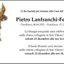 Annuncio funebre Pietro Lanfranchi-Ferrari